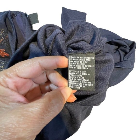 Carol Little Womens Sweater Dress Size large Vintage navy Embroidered Midi Wool - Picture 12 of 13